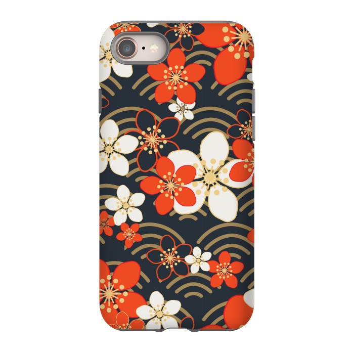 iPhone 8 StrongFit white floral ethnic pattern 2  by MALLIKA