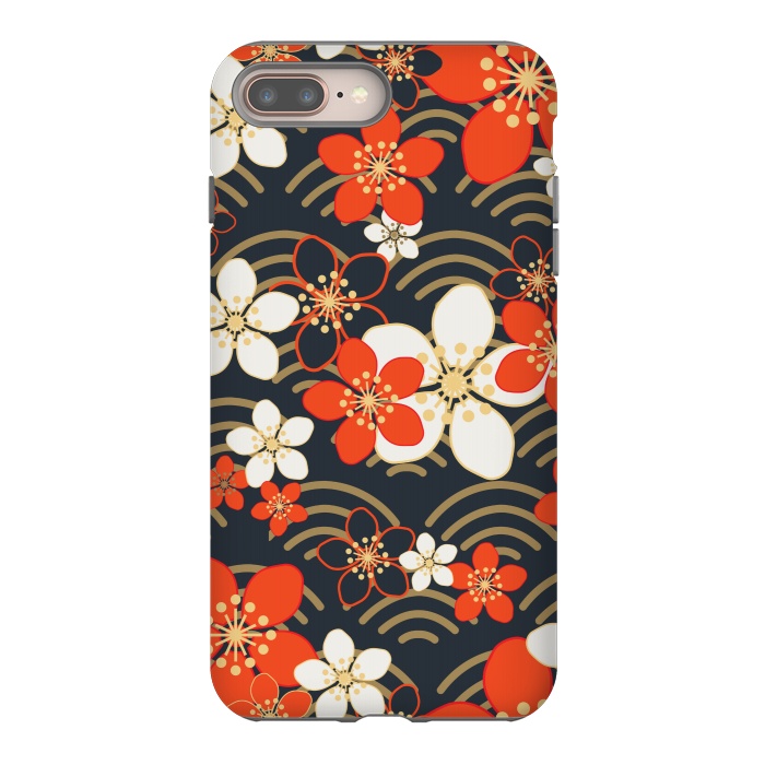 iPhone 8 plus StrongFit white floral ethnic pattern 2  by MALLIKA