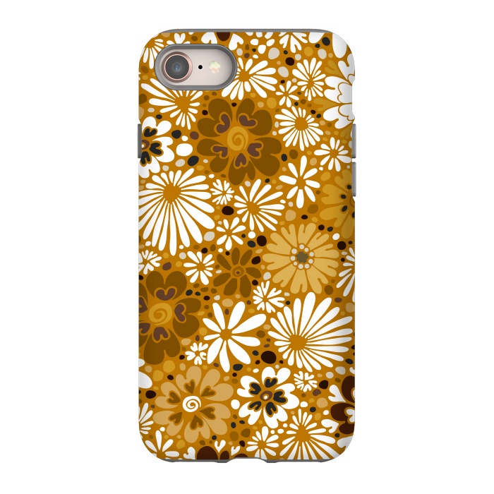 iPhone 8 StrongFit 70s Valentine Flowers in Mustard and White by Paula Ohreen