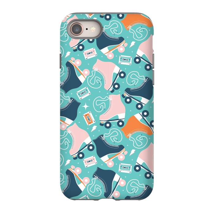 iPhone 8 StrongFit Roller skates pattern 02 by Jelena Obradovic