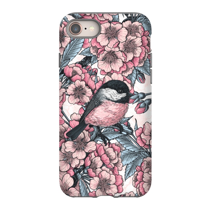 iPhone 8 StrongFit Chickadee garden by Katerina Kirilova