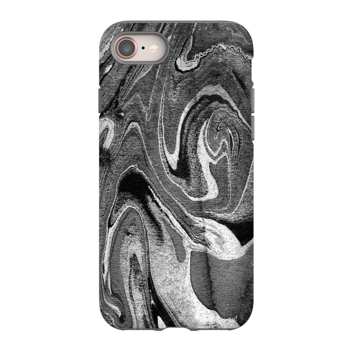 iPhone 8 StrongFit black grey liquid marble by Oana 