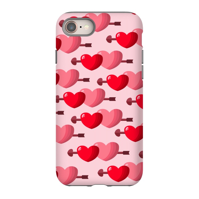 iPhone 8 StrongFit pink red hearts pattern by MALLIKA