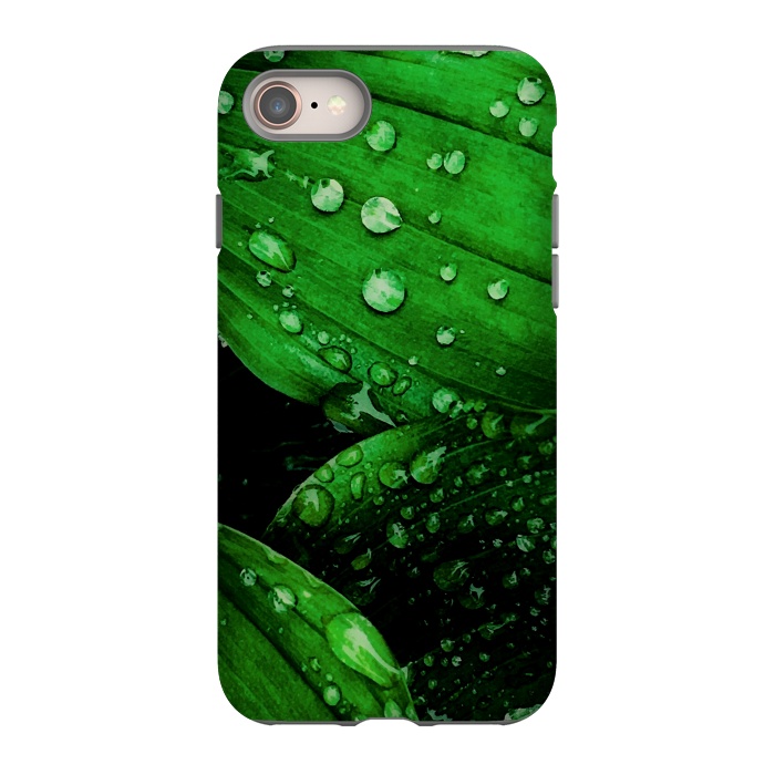 iPhone 8 StrongFit green leaf with raindrops by haroulita