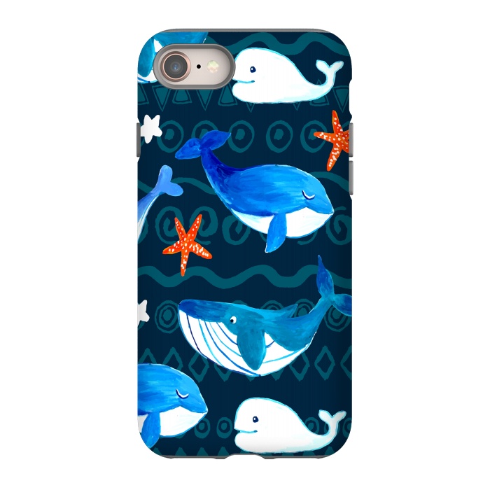 iPhone 8 StrongFit watercolor whales by haroulita