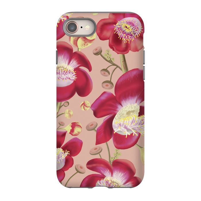 iPhone 8 StrongFit Cannonball Tree Pattern - Blush by Anis Illustration