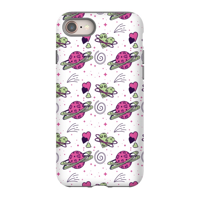 iPhone 8 StrongFit PINK GREEN SPACE LOVE PATTERN by MALLIKA