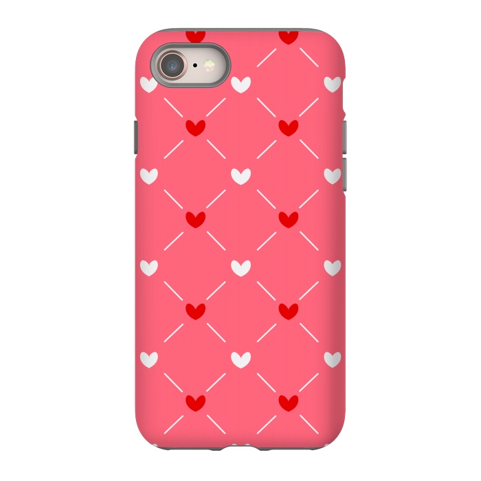 iPhone 8 StrongFit CUTE RED WHITE HEARTS PATTERN by MALLIKA