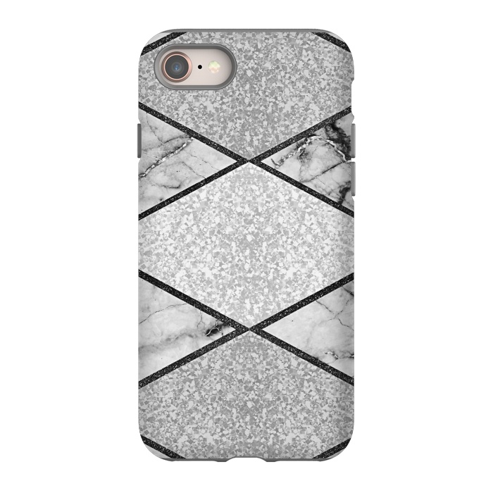 iPhone 8 StrongFit Silver glitters marble by Jms