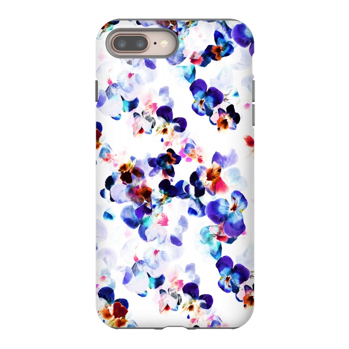 iPhone 8 plus StrongFit Blue purple pansy petals by Oana 