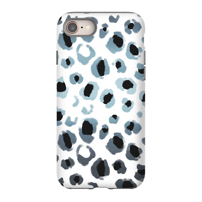 iPhone 8 StrongFit Blue silver leopard spots by Oana 