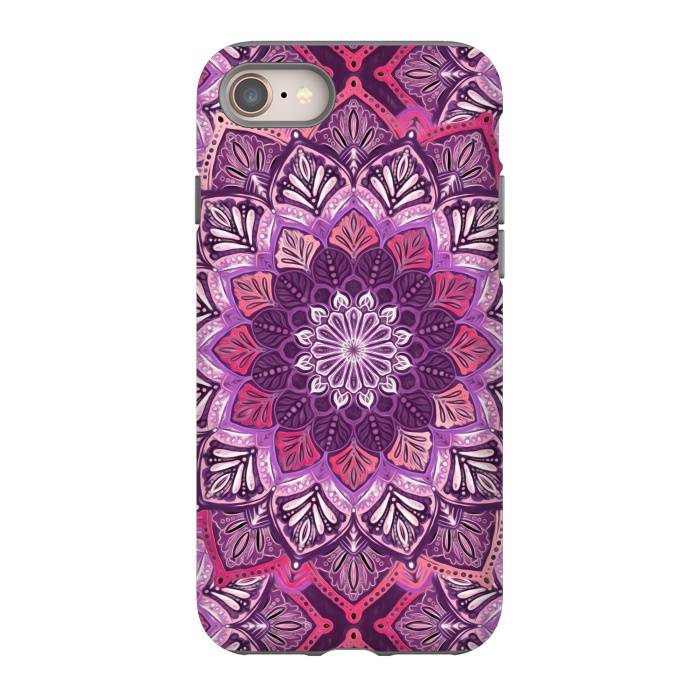 iPhone 8 StrongFit Perfect Pearly Plum Mandala by Micklyn Le Feuvre