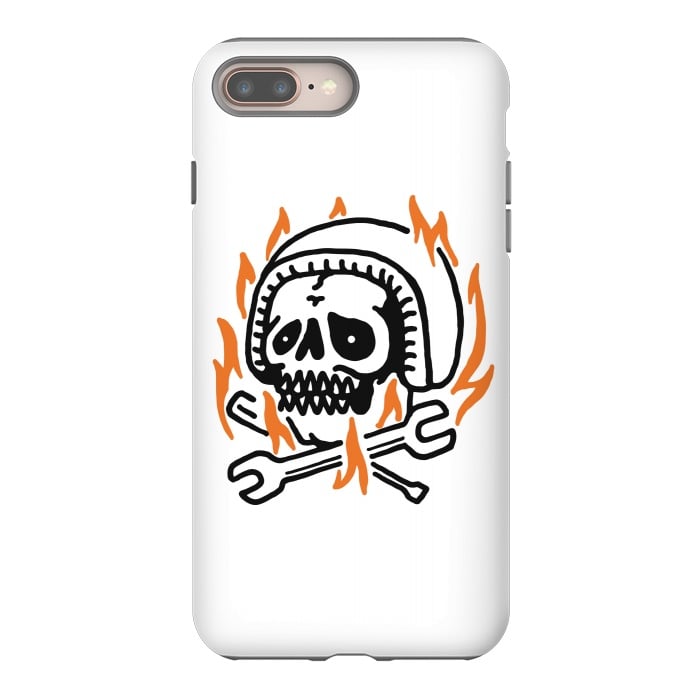 iPhone 8 plus StrongFit Skull Biker Fire by Afif Quilimo