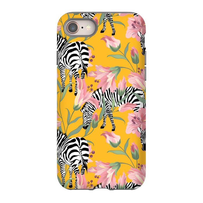 iPhone 8 StrongFit Striped For Life | Zebra Mango Forest | Modern Bohemian Wildlife Jungle | Botanical Nature by Uma Prabhakar Gokhale