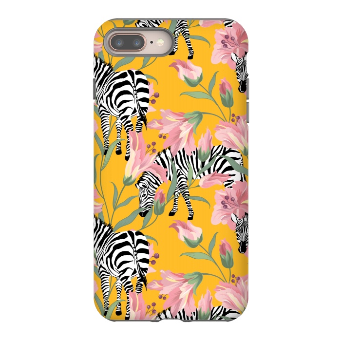iPhone 8 plus StrongFit Striped For Life | Zebra Mango Forest | Modern Bohemian Wildlife Jungle | Botanical Nature by Uma Prabhakar Gokhale