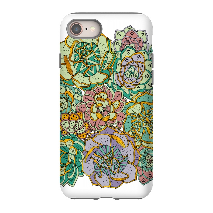 iPhone 8 StrongFit Colorful Succulents by Pom Graphic Design
