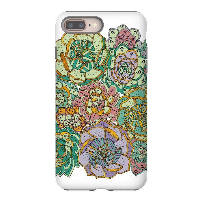 iPhone 8 plus StrongFit Colorful Succulents by Pom Graphic Design