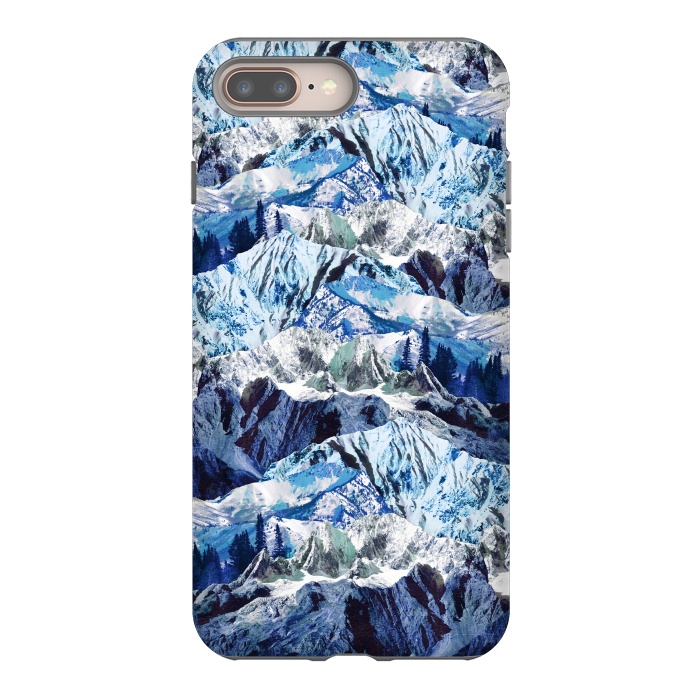 iPhone 8 plus StrongFit Fantasy mountain landscape blue rock textures by Oana 