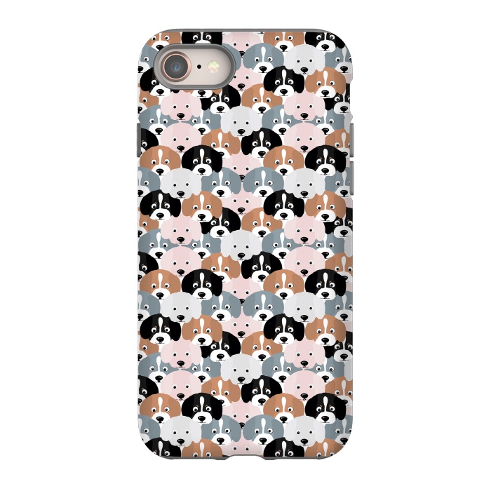 iPhone 8 StrongFit Cute Black Brown Pink Grey Puppy Dogs Illustration by InovArts