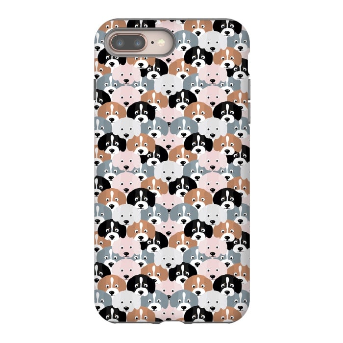 iPhone 8 plus StrongFit Cute Black Brown Pink Grey Puppy Dogs Illustration by InovArts