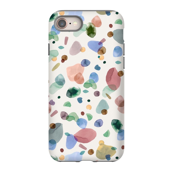 iPhone 8 StrongFit Pebbles Terrazo Rounded Memphis Multicolored by Ninola Design