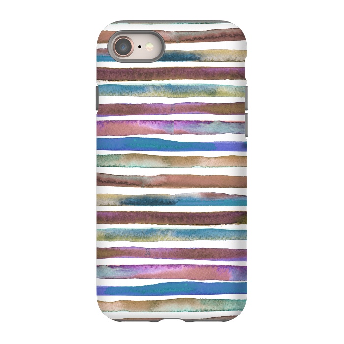 iPhone 8 StrongFit Geometric Watercolor Lines and Stripes Purple Gold by Ninola Design