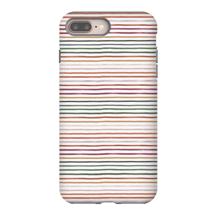 iPhone 8 plus StrongFit Marker Stripes and Lines Orange Green by Ninola Design