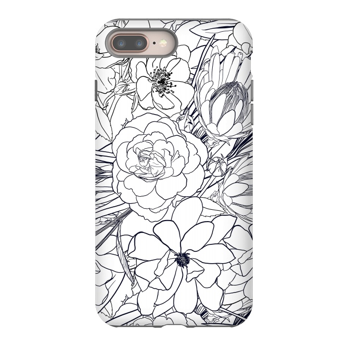 iPhone 8 plus StrongFit Modern Line Art Hand Drawn Floral Girly Design by InovArts