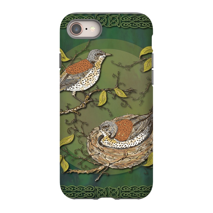 iPhone 8 StrongFit Nesting Birds Fieldfares by Lotti Brown