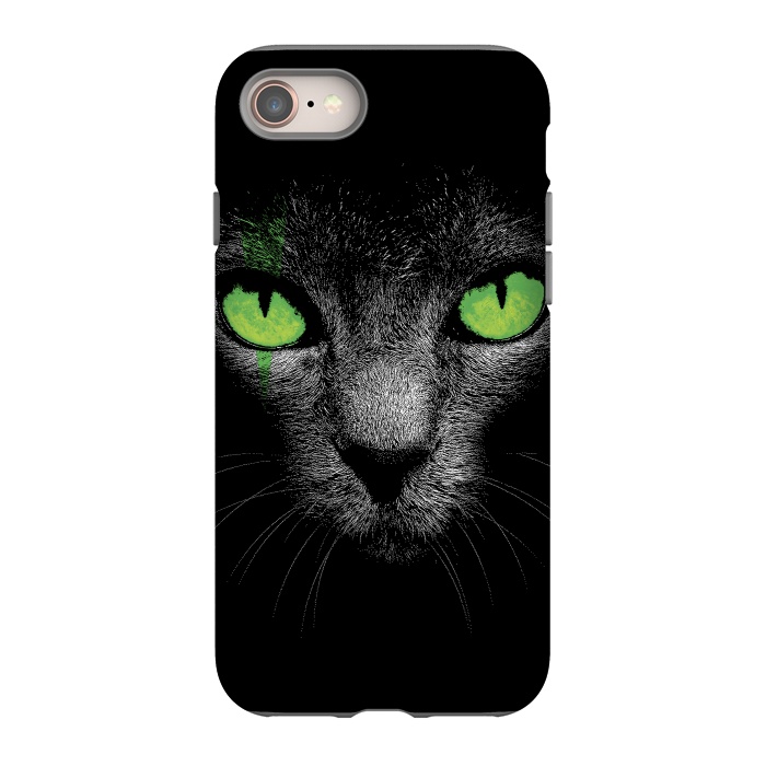 iPhone 8 StrongFit Black Cat with Green Eyes by Sitchko