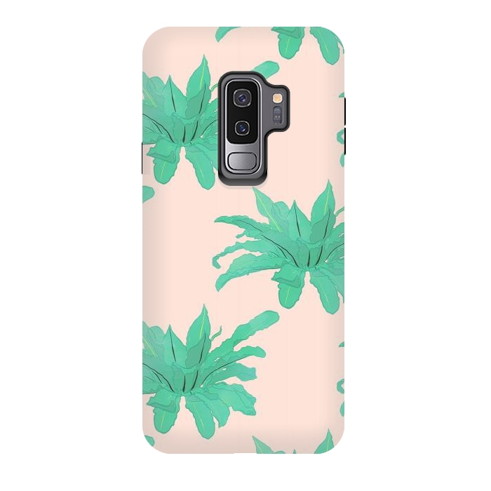 Galaxy S9 plus StrongFit Pretty Watercolor Pink Peach Floral Girly Design by InovArts