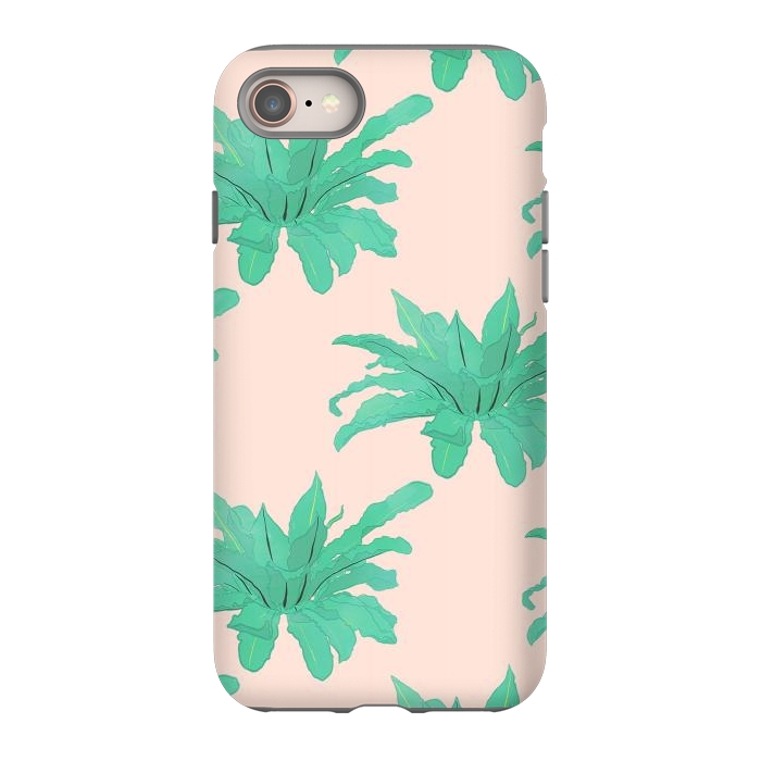 iPhone 8 StrongFit Pretty Watercolor Pink Peach Floral Girly Design by InovArts