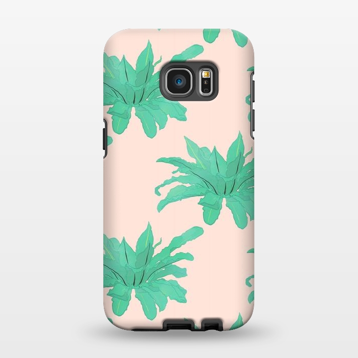 Galaxy S7 EDGE StrongFit Trendy Tropical Green Plants Foliage Modern Design by InovArts