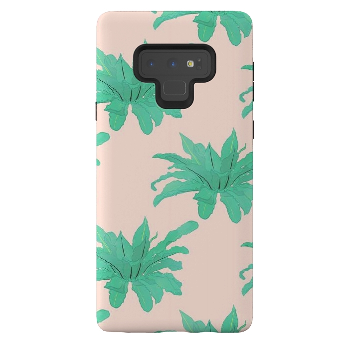 Galaxy Note 9 StrongFit Trendy Tropical Green Plants Foliage Modern Design by InovArts