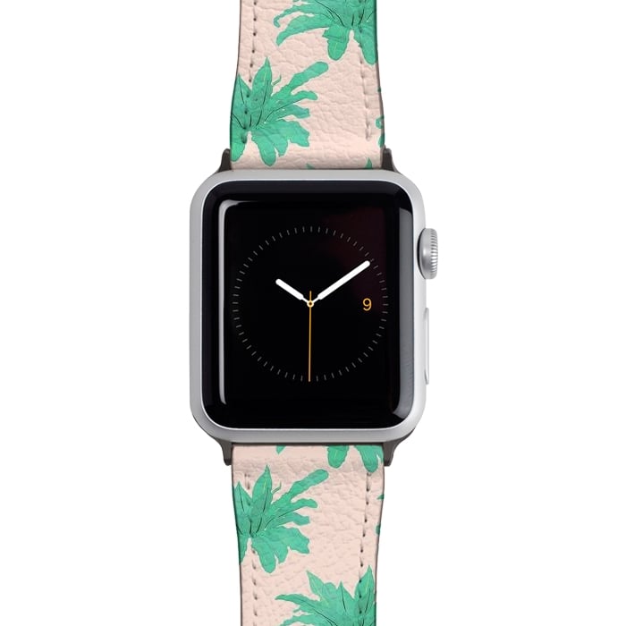 Watch 38mm / 40mm Strap PU leather Trendy Tropical Green Plants Foliage Modern Design by InovArts