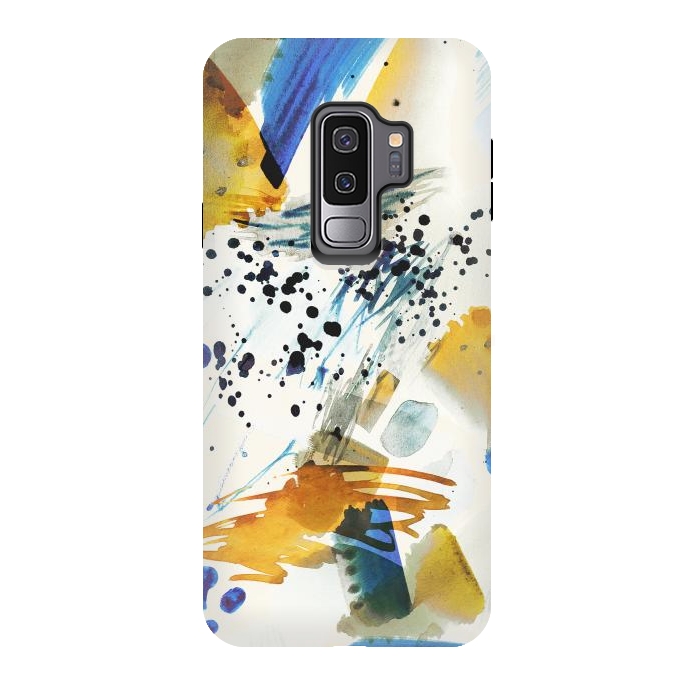 Galaxy S9 plus StrongFit Playful watercolor splattering art by Oana 