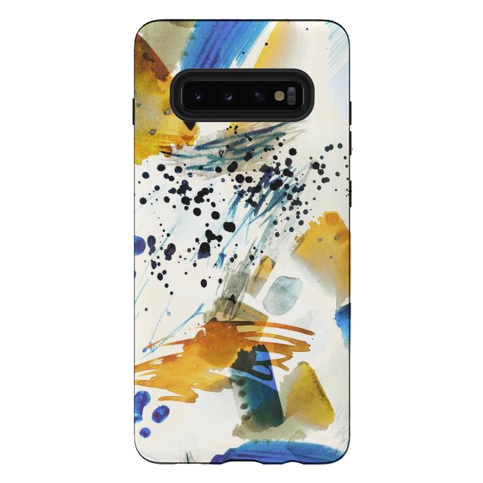 Galaxy S10 plus StrongFit Playful watercolor splattering art by Oana 