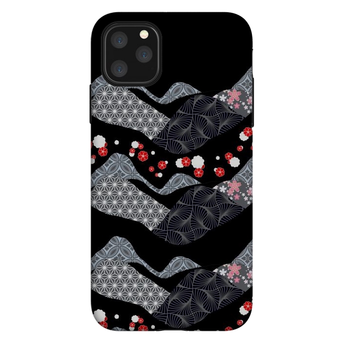 iPhone 11 Pro Max StrongFit Japanese mountain landscape graphic pattern by Oana 