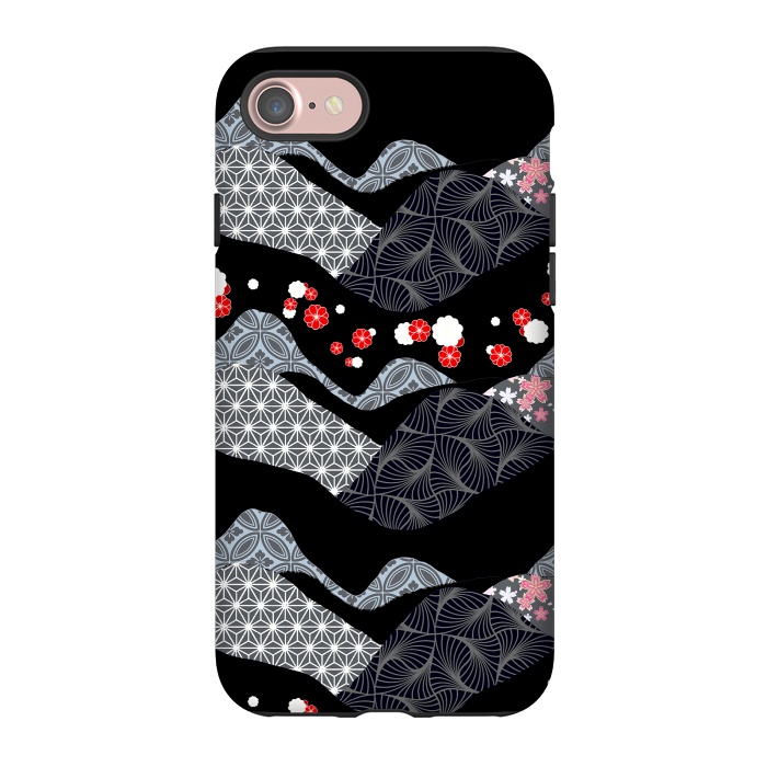 iPhone 7 StrongFit Japanese mountain landscape graphic pattern by Oana 