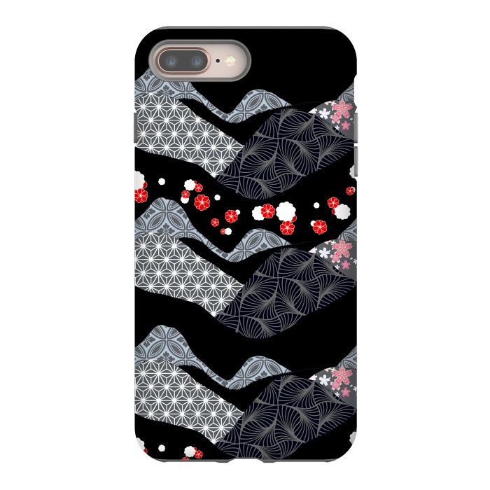 iPhone 7 plus StrongFit Japanese mountain landscape graphic pattern by Oana 