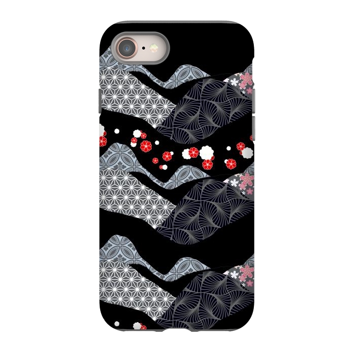 iPhone 8 StrongFit Japanese mountain landscape graphic pattern by Oana 