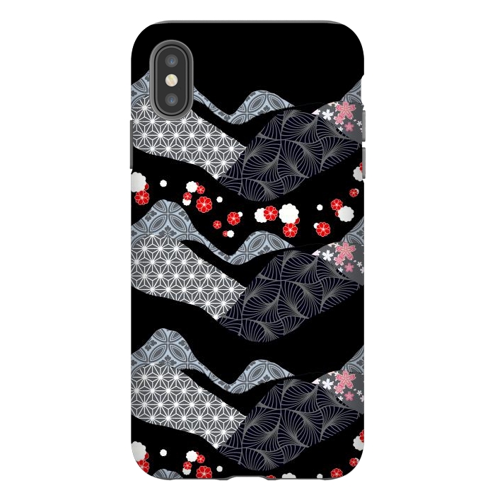 iPhone Xs Max StrongFit Japanese mountain landscape graphic pattern by Oana 