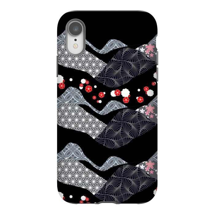 iPhone Xr StrongFit Japanese mountain landscape graphic pattern by Oana 