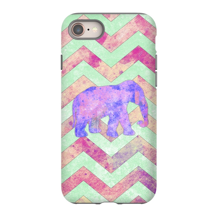 iPhone SE StrongFit Elephant Mint Green Chevron Pink Watercolor by Girly Trend