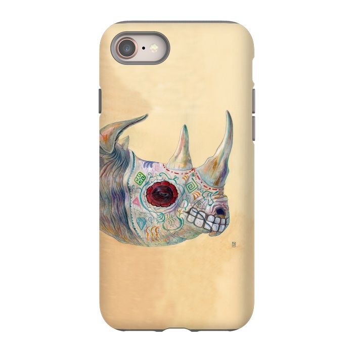 iPhone SE StrongFit Day of the Dead Rhino by Brandon Keehner