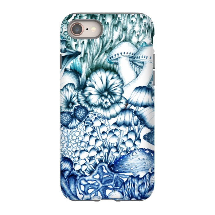 iPhone SE StrongFit A Medley of Mushrooms in Blue by ECMazur 