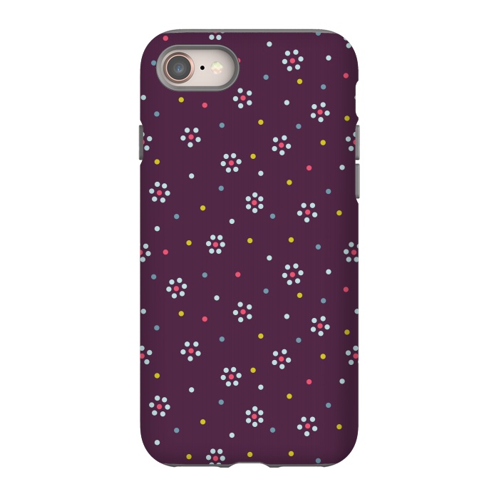 iPhone SE StrongFit Flowers Made Of Dots Pattern On Purple by Boriana Giormova