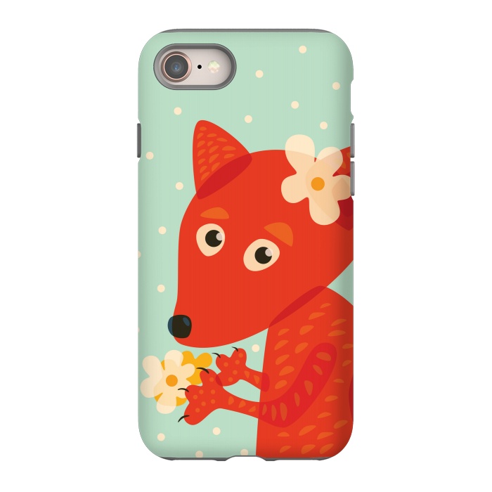 iPhone SE StrongFit Cute Fox With Flowers by Boriana Giormova