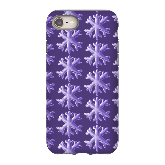 iPhone SE StrongFit Ultra Violet Fluffy Snowflake Pattern by Boriana Giormova