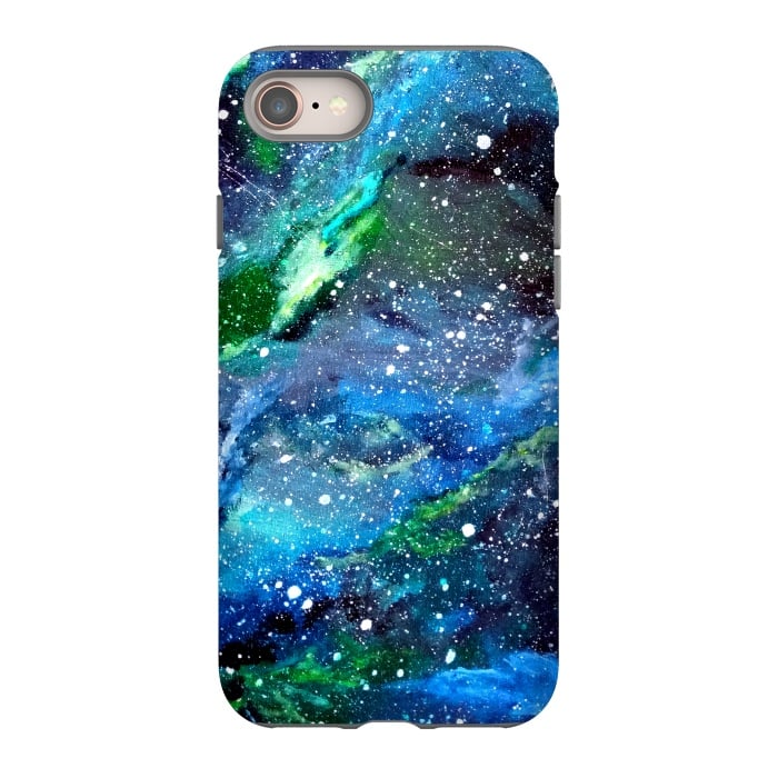 iPhone SE StrongFit Galaxy in Blue and Green by Gringoface Designs